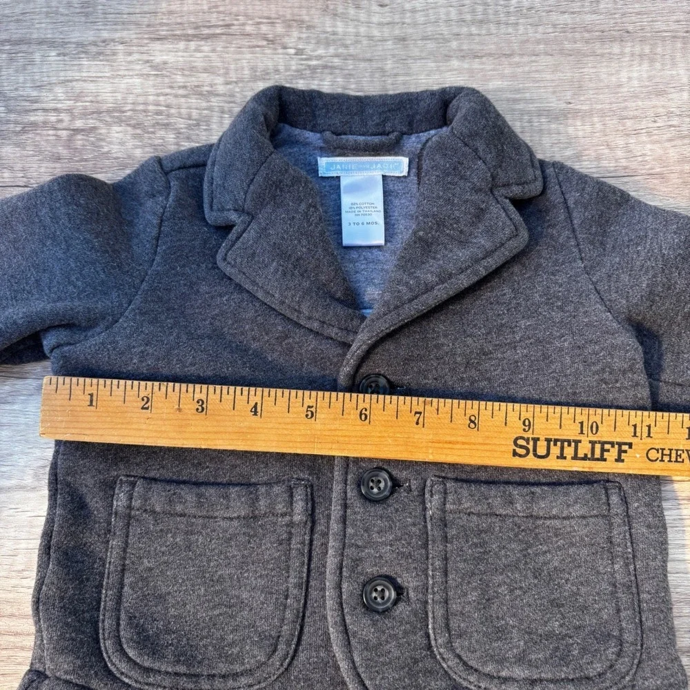 Janie and Jack Gray Jacket Size‎ 3-6M Button Front Soft Lined Blazer Style Coat